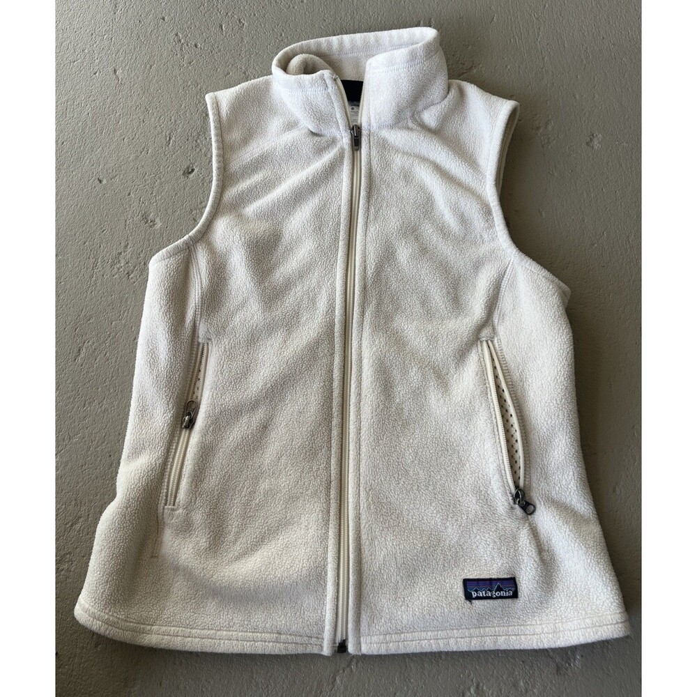 Patagonia Fleece Vest Womens  Beige Full Zip Synchilla  Outdoor Small
